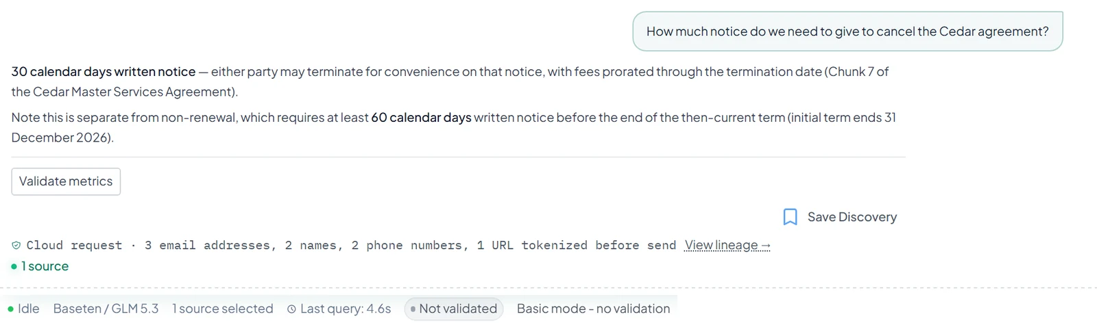 The answer: 30 calendar days written notice to terminate for convenience, and separately 60 days notice before the term ends to stop renewal.