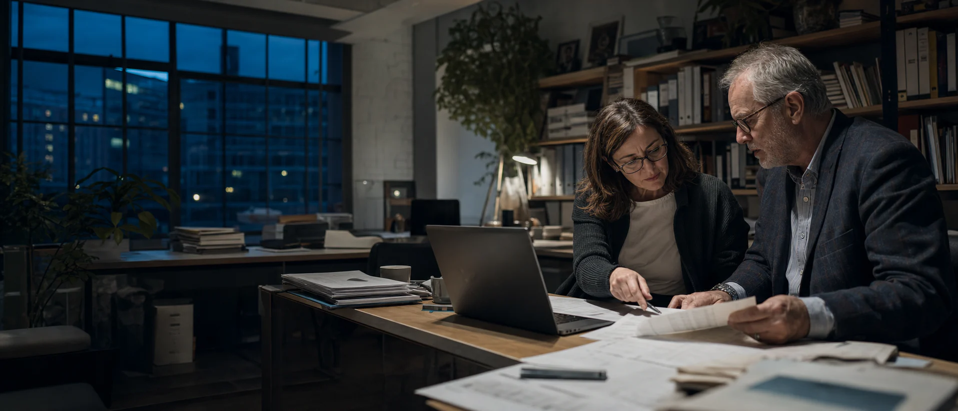 Accountant reviewing figures with a client across a meeting table